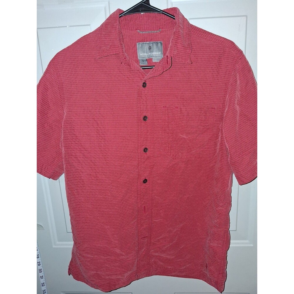 Royal Robbins Shirt Mens Small Red Modal Blend Short Sleeve Travel Outdoor